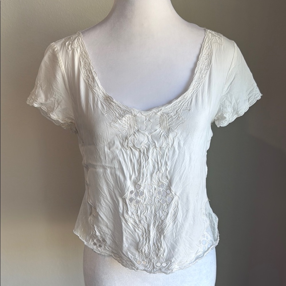 You Are Not Alone women’s cropped white top